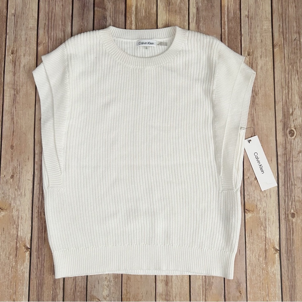 Calvin Klein Sleeveless Extended Shoulder Sweater | Size Small - Picture 4 of 6